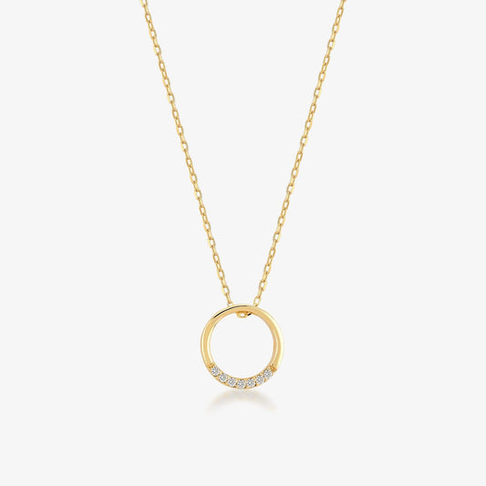 Diamond Circle Pendant Necklace in 585 Gold