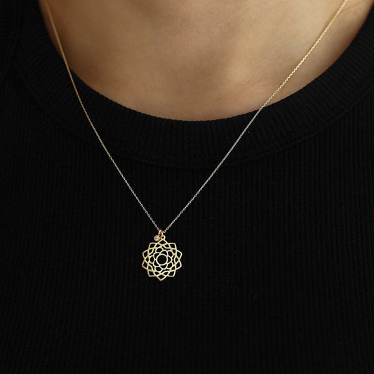 Collier pendentif charm chakra diamant en or 585
