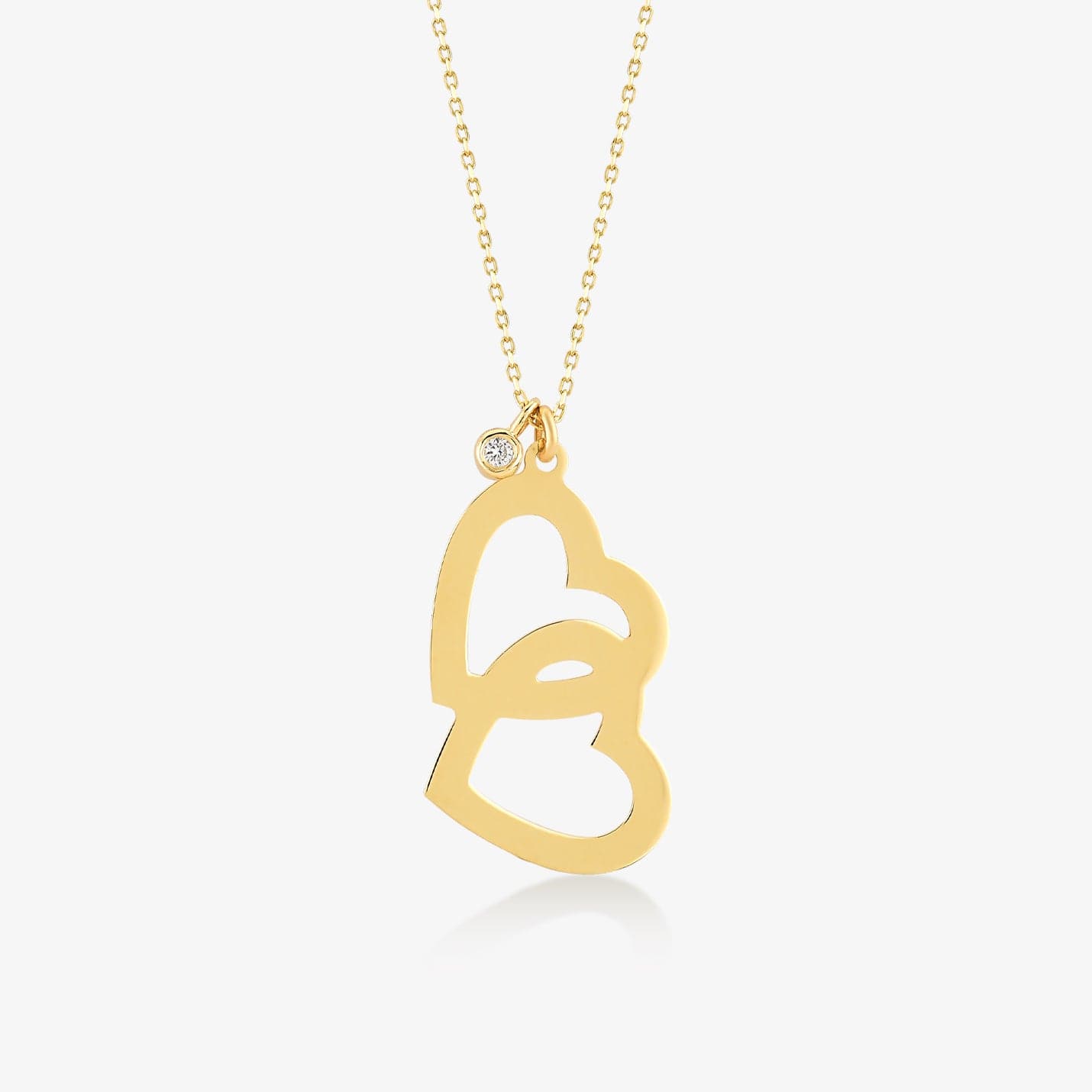 Diamond necklace with intertwined heart made of 585 solid gold