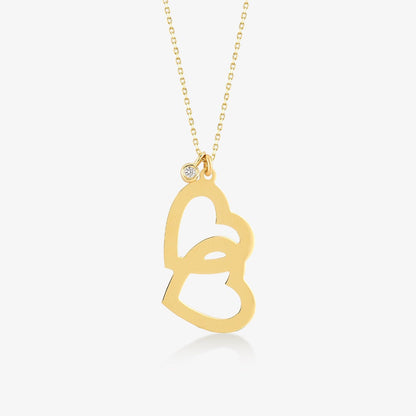 Diamond necklace with intertwined heart made of 585 solid gold
