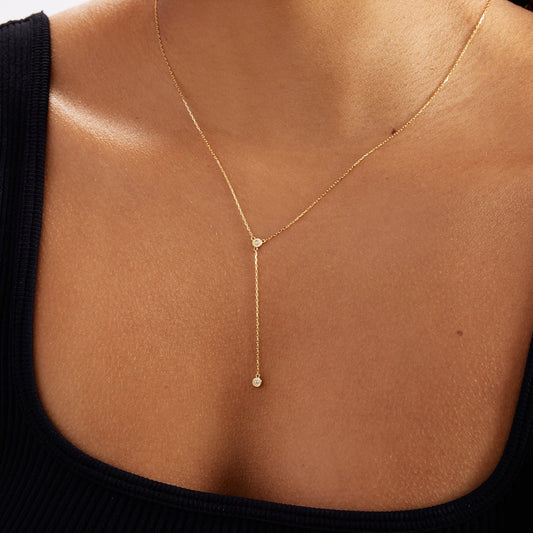 Solitär Diamant Y-Halskette