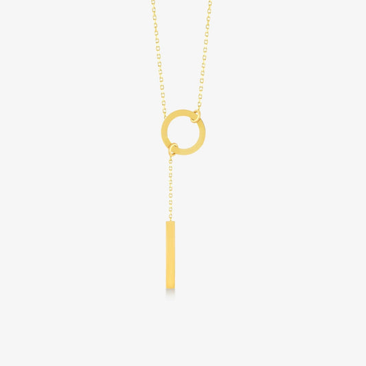 Collier barre verticale et cercle Y en or 18 carats