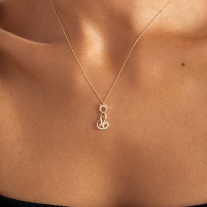 Cat Pendant Necklace in 585 Gold