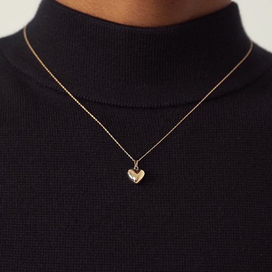 Collier coeur soufflé personnalisé en or massif 585