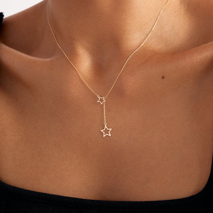 Stars Y-necklace made of 585 solid gold