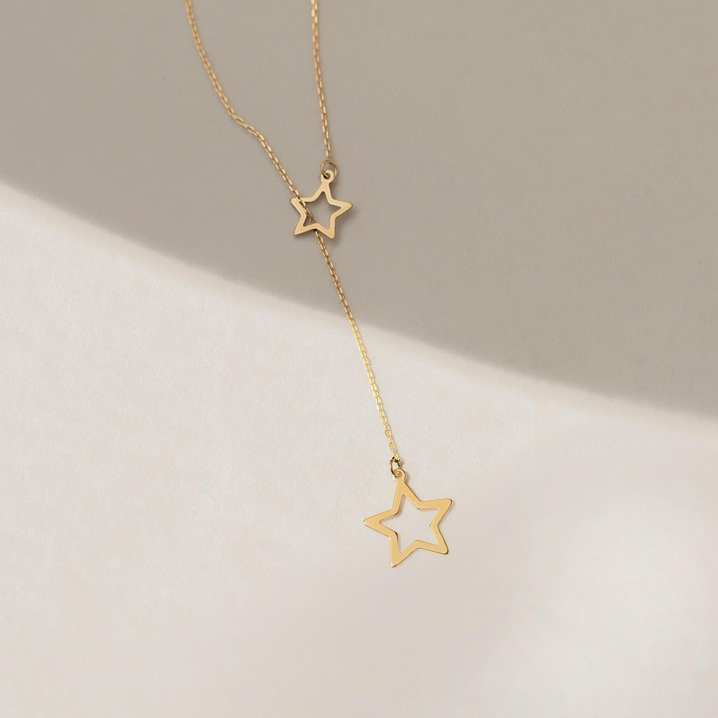 Stars Y-necklace made of 585 solid gold