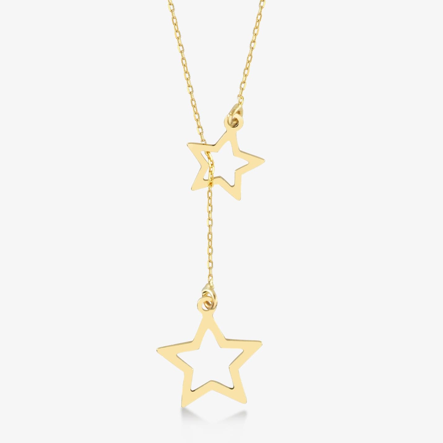 Stars Y-necklace made of 585 solid gold