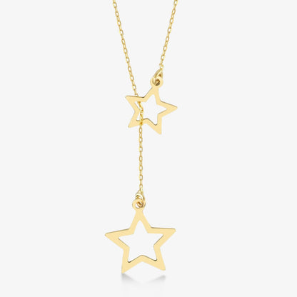 Stars Y-necklace made of 585 solid gold