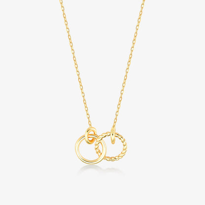 Collier 2 anneaux en or massif 585