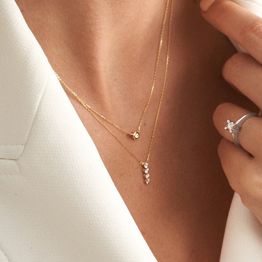 Collier de diamants avec lunette en or massif 585