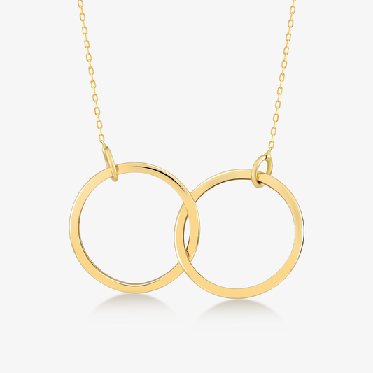 Collier pendentif deux cercles entrelacés en or 585