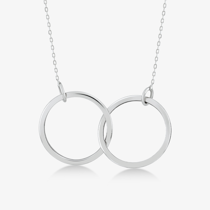 Two intertwined circles pendant necklace made of 585 gold