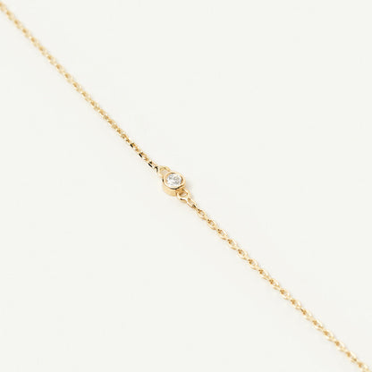 Solitiare Diamond Station Necklace in 14K Gold