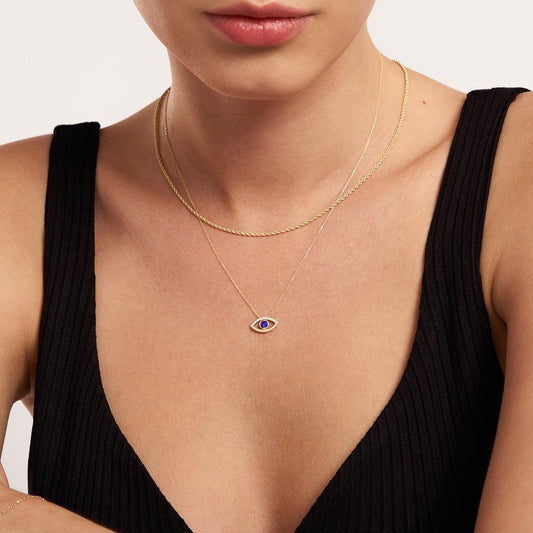Diamond Saphir Herz böse Augen Halskette - Gelin Diamond