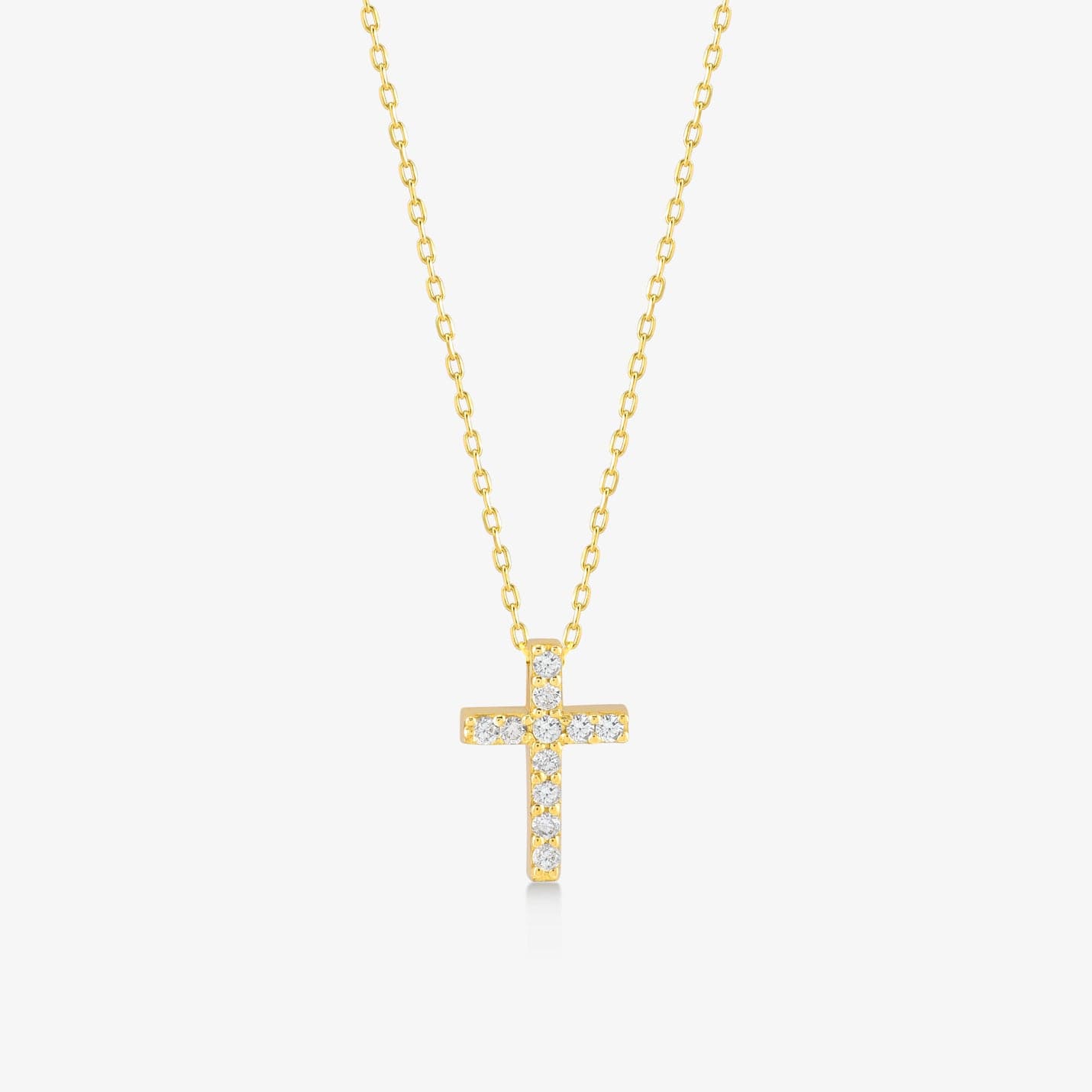 Collier croix pavé de diamants en or massif 585