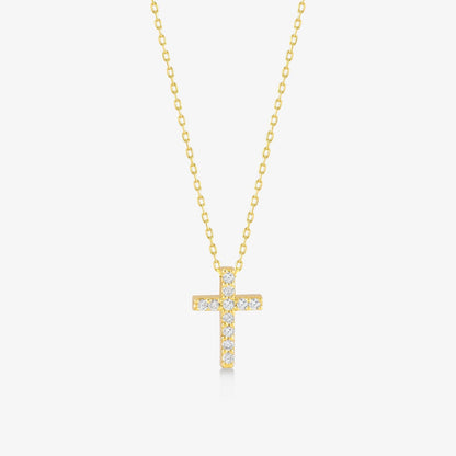 Collier croix pavé de diamants en or massif 585