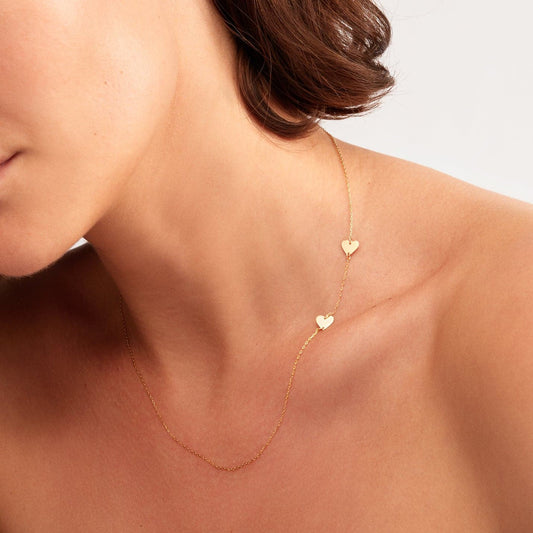 Collier Two Side Hearts en or massif 585