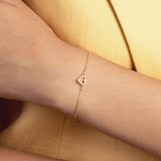 Bracelet mini cœur en or massif 585