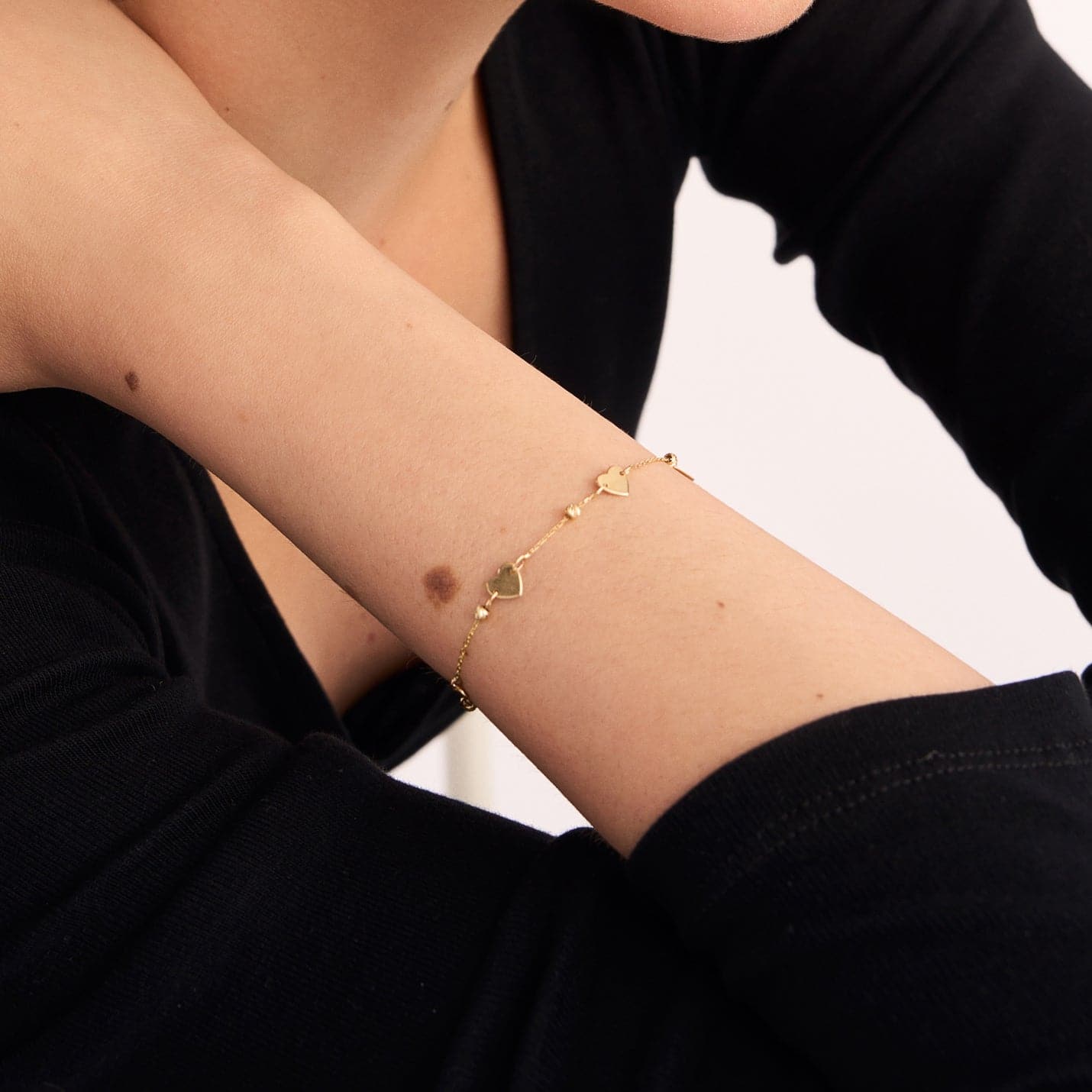 Heart bracelet made of 585 gold, adjustable