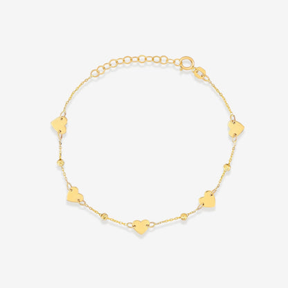 Heart bracelet made of 585 gold, adjustable