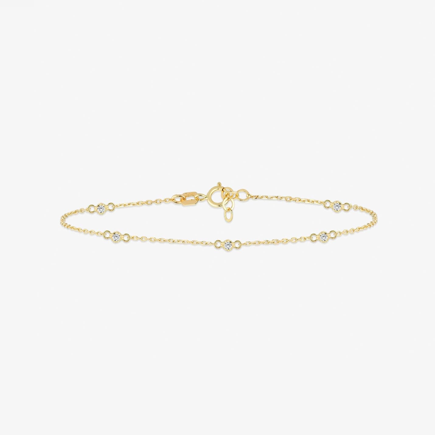 Diamond Bezel Station Bracelet in 585 Solid Gold
