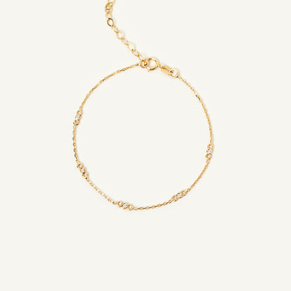 Diamond Bezel Station Bracelet in 585 Solid Gold