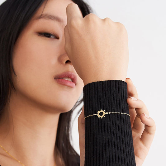 Sun bracelet made of 585 gold, adjustable