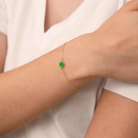Grünes Kleeblatt-Armband