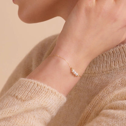 Bracelet 3 perles en or massif 585