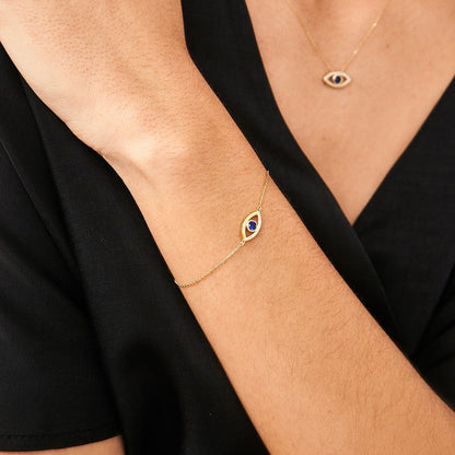 Diamant & Saphir Offenes Herz-Armband