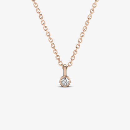 Solitaire diamond pendant necklace with bezel made of 585 yellow gold
