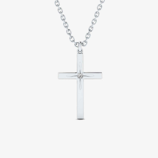 Solitär-Kreuz-Diamant-Halskette