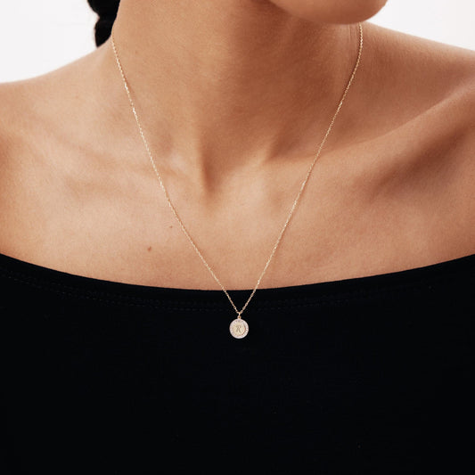 Diamond, engravable disc chain made of 585 gold