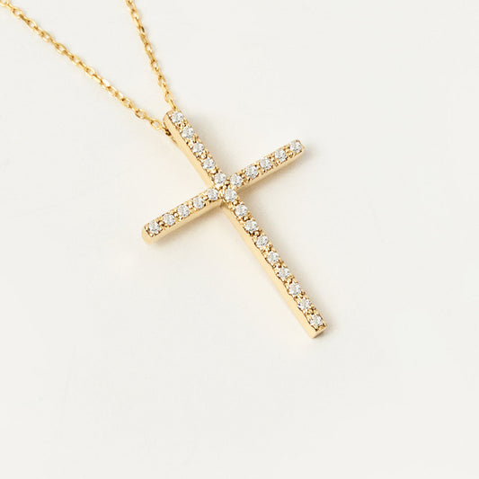 Diamantene Pave-Kreuz-Halskette
