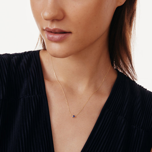 Collier flottant solitaire avec pierre de naissance de novembre en or 585