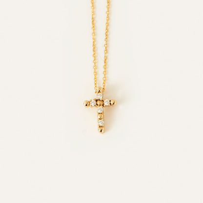 diamond pearl cross necklace made of 585 gold