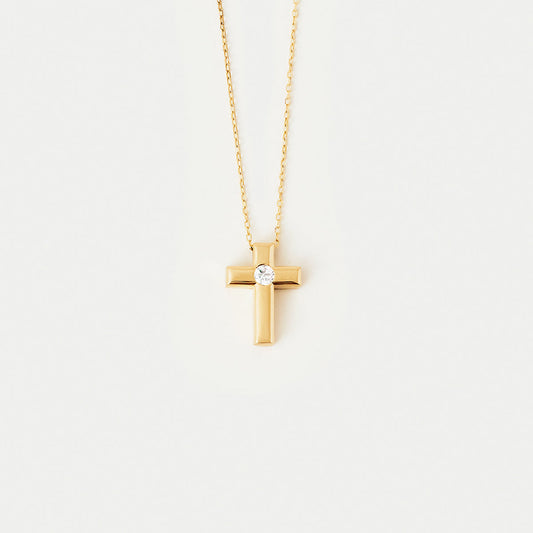 Solitär-Diamant-Kreuz-Halskette