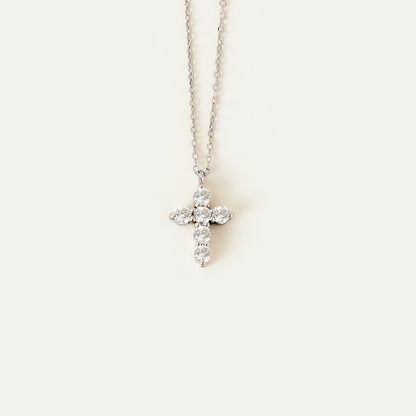 Collier pendentif croix diamant en or 585