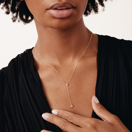 Diamond Lariat Necklace in 14K Gold