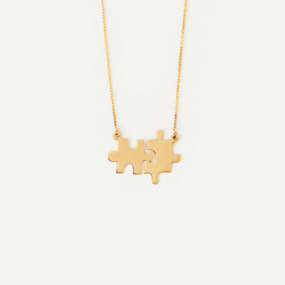 Collier de couple puzzle en or 585