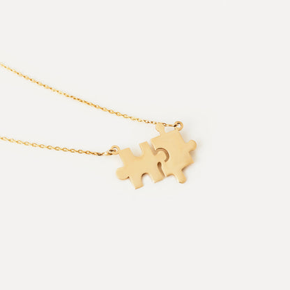 Collier de couple puzzle en or 585