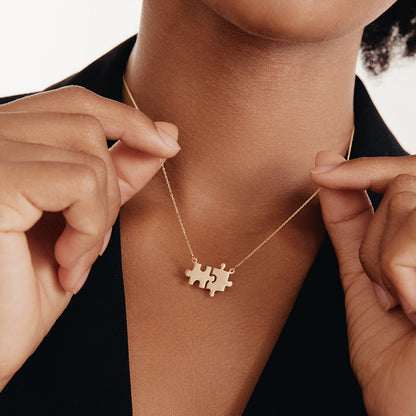 Collier de couple puzzle en or 585