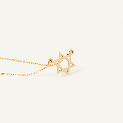 Jewish Star Necklace in 585 Gold