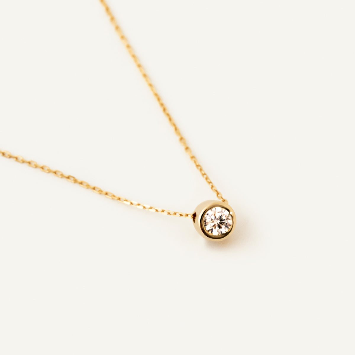 Diamant Bezel Solitaire Halskette