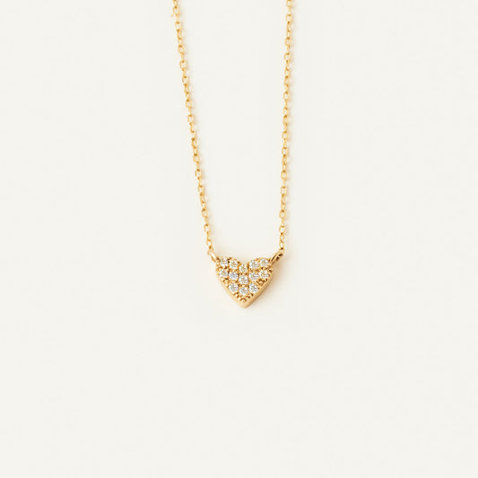 Diamant Pave Herz Charm Halskette