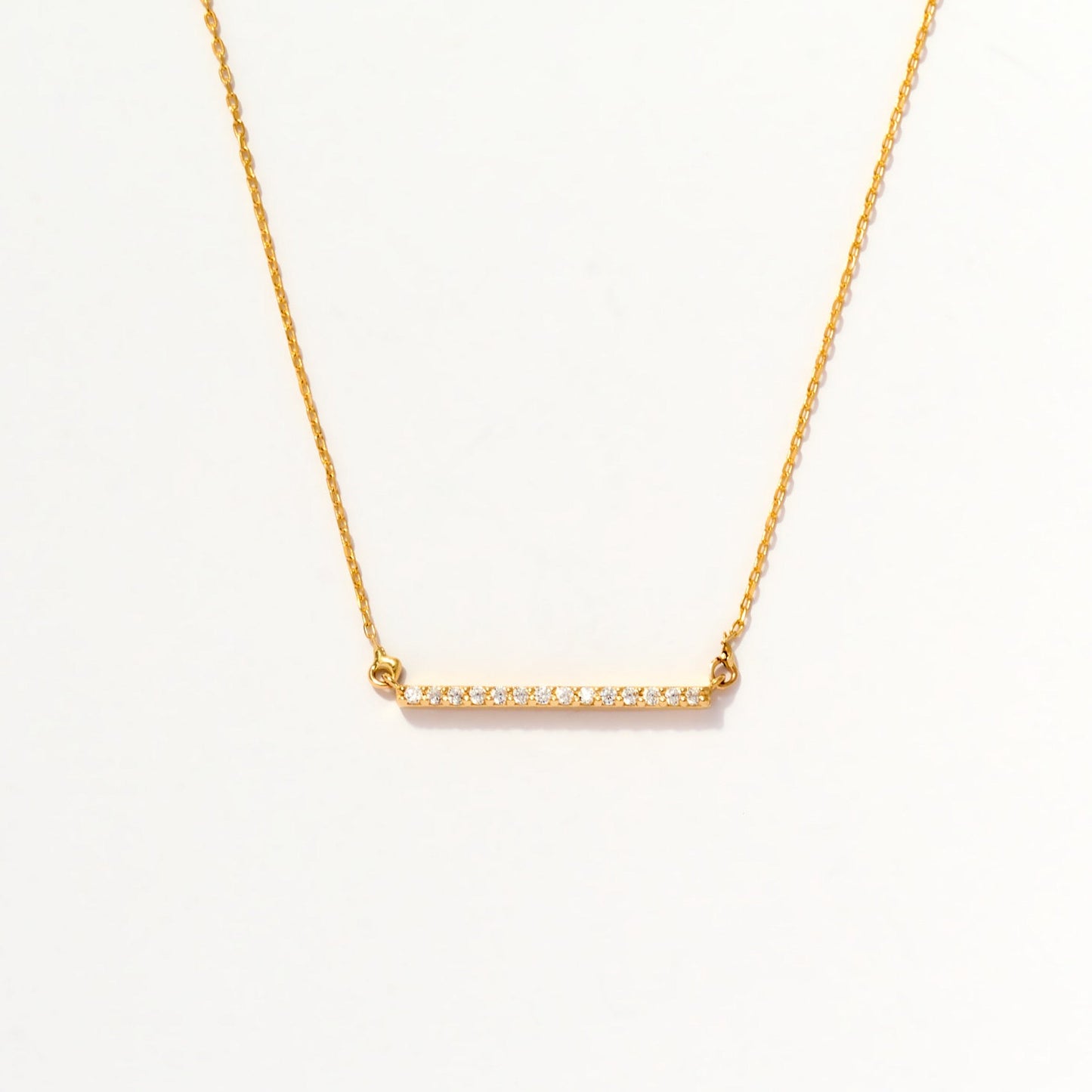Pave Diamond Bar Necklace in 585 Solid Gold