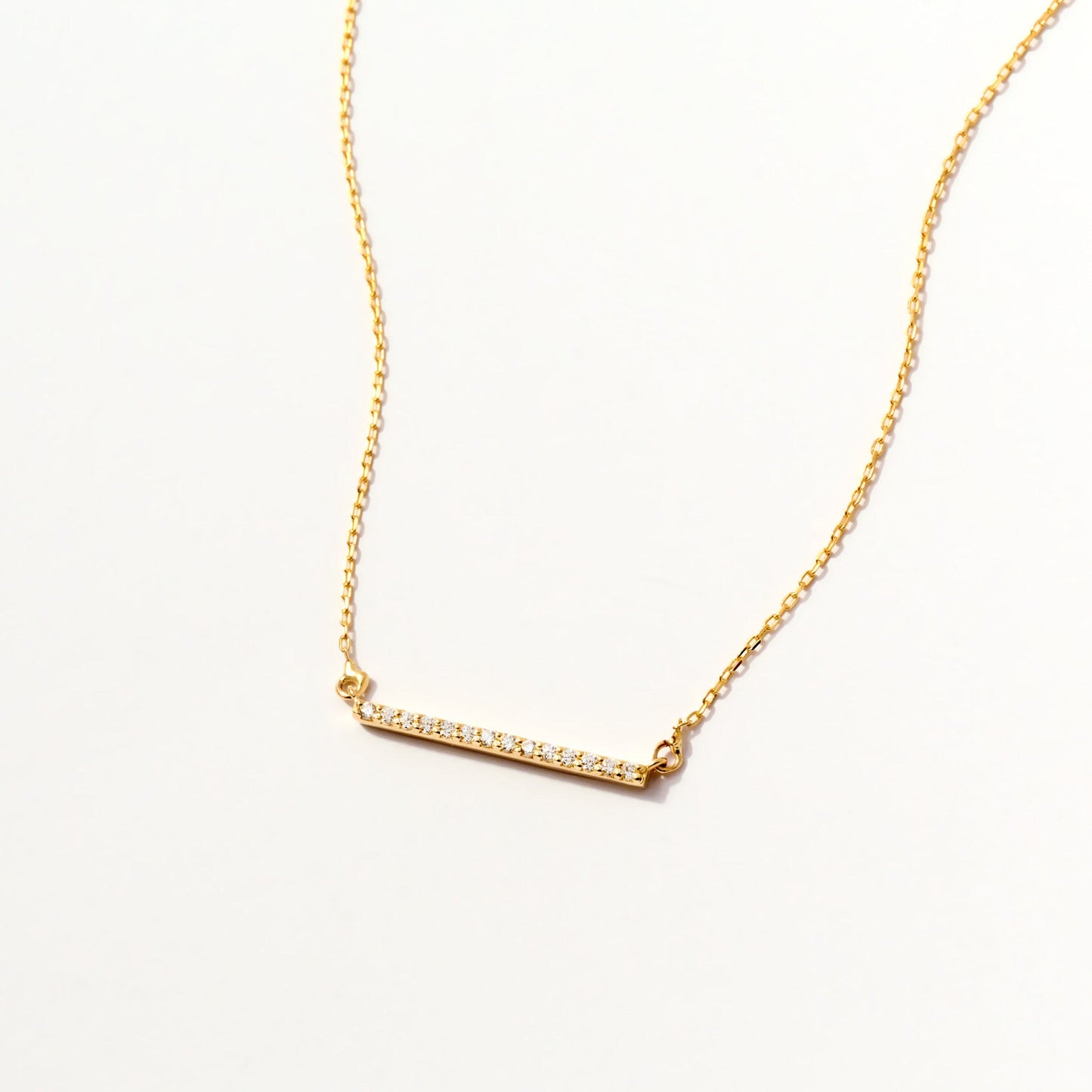 Pave Diamond Bar Necklace in 585 Solid Gold