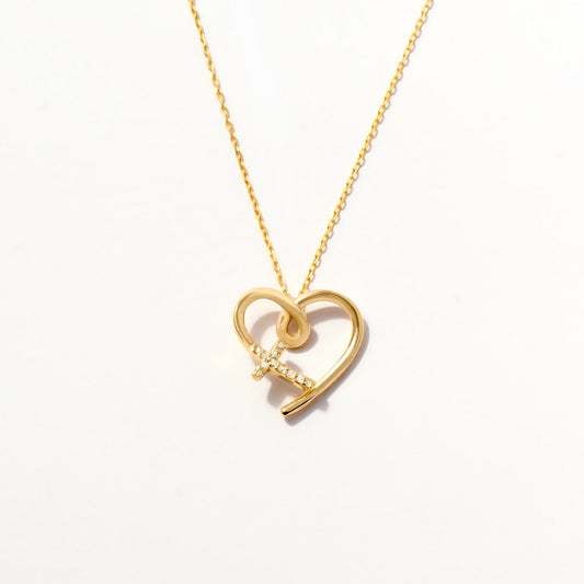 Diamant Herz Kreuz Halskette