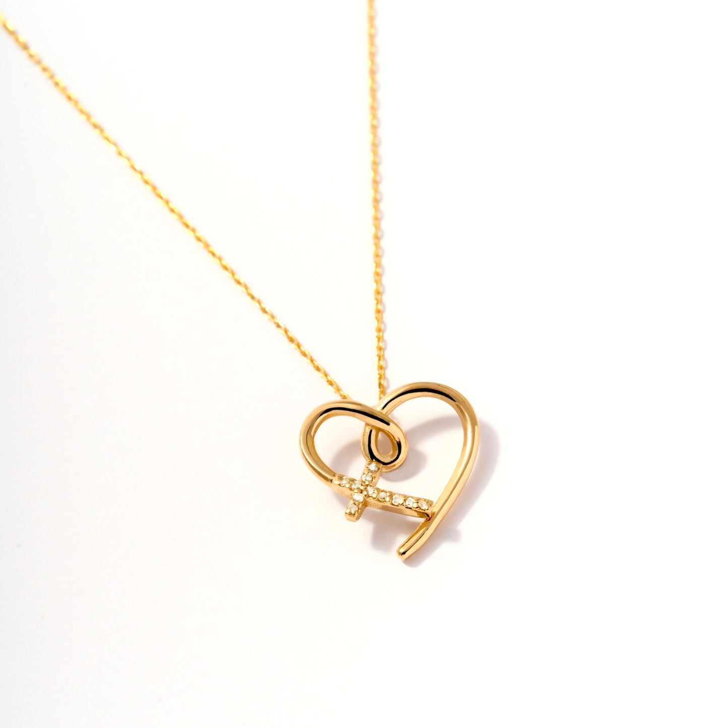 Diamant Herz Kreuz Halskette