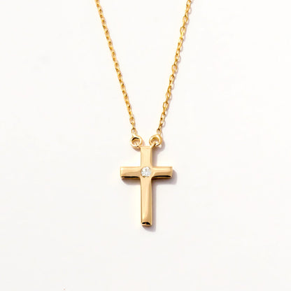 Diamant Solitaire Kreuz Halskette